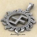 Славянский оберег Славец в солнце из серебра