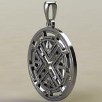 Подвеска с Славянским оберегом Авсень в протуберанцах из серебра