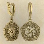 Серьги Волны изобилия со свадебником из желтого золота