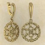 Серьги Пять опор женского счастья со свадебником из желтого золота