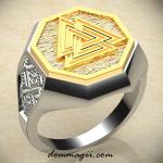 Кольцо Вальунут из серебра с вставкой из золота