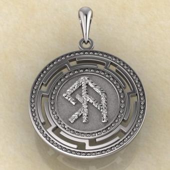 «Оберег счастья и удачи» (ᚨ Ансуз‑ᚢ Уруз‑ᛃ Йера‑ᚨ Ансуз) из серебра