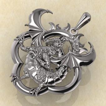 Оберег Солнечный дракон серебро