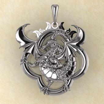 Подвеска Солнечный дракон серебро