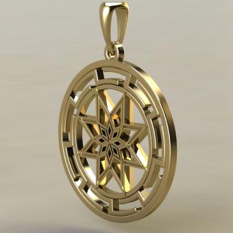 Алатырь щит в протуберанце золото