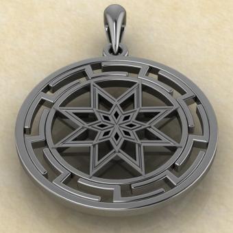 подвеска Алатырь щит в протуберанце серебро