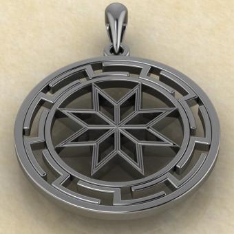 подвеска Алатырь в протуберанце из серебра