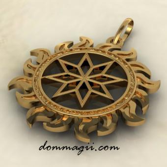Славянский оберег Алатырь в солнце золото
