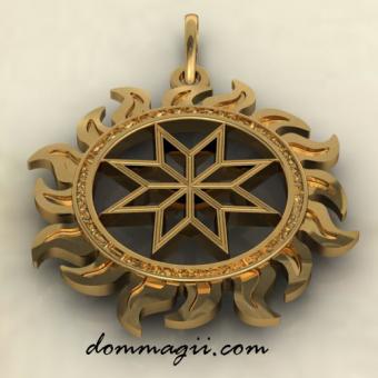 Подвеска оберег Алатырь золото