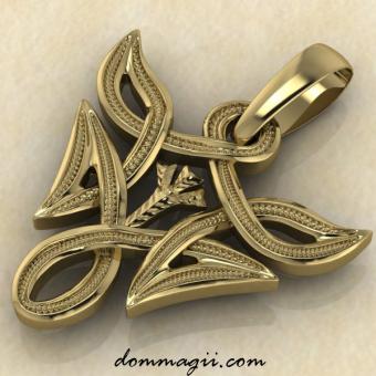 Альгиз в вязи золото