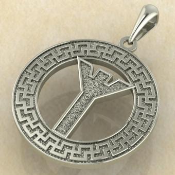 Руна «АЛЬГИЗ» в солярном обережном круге из золота