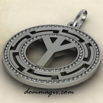 Амулет Альгиз подвеска из серебра