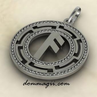 Подвеска руна Ансуз из серебра