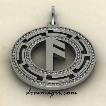 Кулон руна Ансуз из серебра