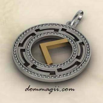 Рунический амулет кано с золотом