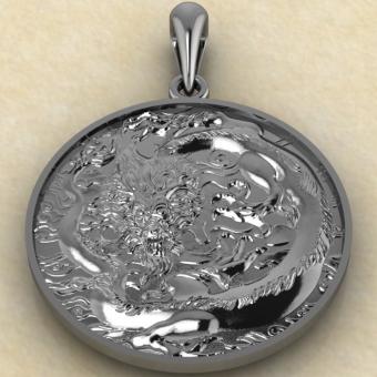 Китайский дракон из серебра