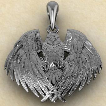 Талисман Атакующий орел из серебра