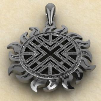 Оберег Авсень в солнце из серебра