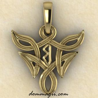 Амулет Беркана в бесконечной вязи золото