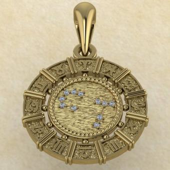 Знак зодиака Подвеска Близнецы золото с бриллиантами