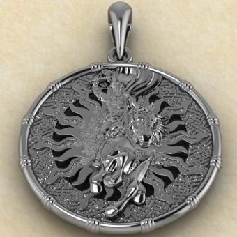 Славянский оберег Бог Перун из серебра