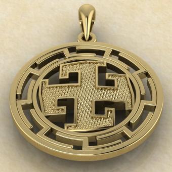 Купить подвеску оберег Богодар в протуберанцах из золота