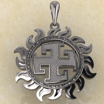 Подвеска Богодар в солнце серебро