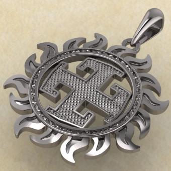 Оберег Богодар в солнце серебро