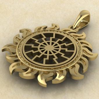оберег Черное солнце из золота