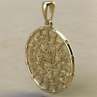 Славянский оберег Чертог бусла с аистом из золота