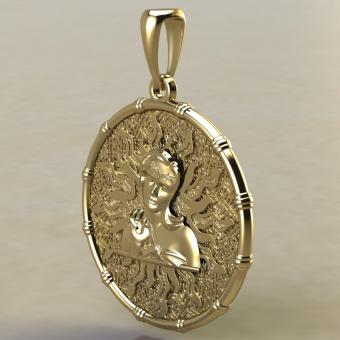 Подвеска с Славянским оберегом Чертог Девы с Дживой из золота