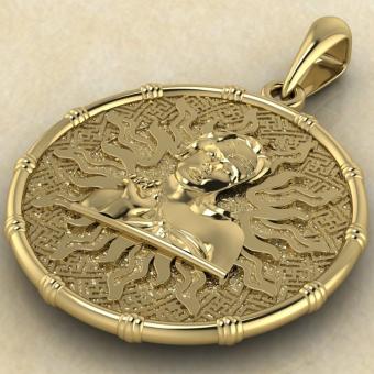 Славянский оберег Чертог Девы с Дживой из золота