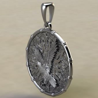 Подвеска с Славянским оберегом Чертог Финиста с соколом из серебра