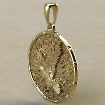 Подвеска с Славянским оберегом Чертог Финиста с соколом из золота