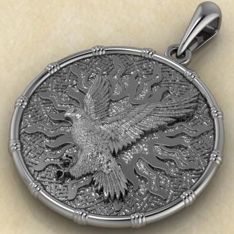 Оберег Чертог Финиста с соколом из серебра