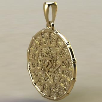 Славянский оберег Чертог Коня с лошадью из золота