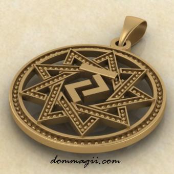 Славянский оберег чертог Коня из золота