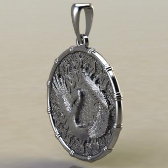 Подвеска с Славянским оберегом Чертог Лебедя с лебедем из серебра