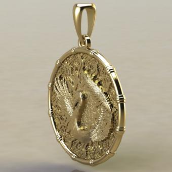 Подвеска с Славянским оберегом Чертог Лебедя с лебедем из золота