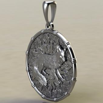 Подвеска с Славянским оберегом Чертог Лисы с лисой из серебра