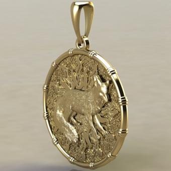 Подвеска с Славянским оберегом Чертог Лисы с лисой из золота