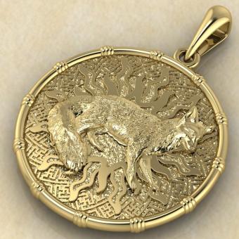 оберег Чертог Лисы с лисой из золота