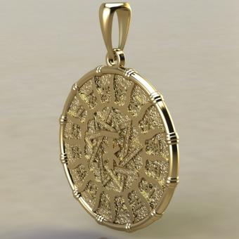 Славянский оберег Чертог Лося с лосем из золота