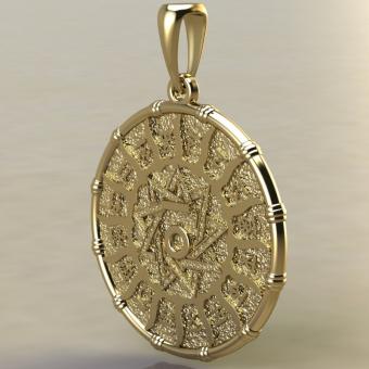 Славянский оберег Чертог Медведя с медведем из золота