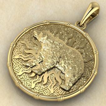 оберег Чертог Медведя с медведем из золота