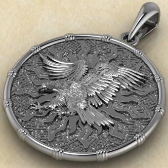 Оберег Чертог Орла с орлом из серебра