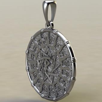 Славянский оберег Чертог Раса с леопардом из серебра