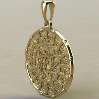 Славянский оберег Чертог Раса с леопардом из золота