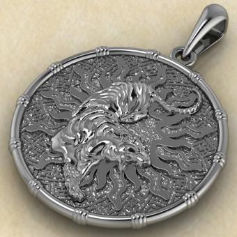 оберег Чертог Раса с леопардом из серебра