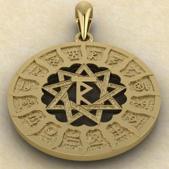 оберег Чертог Раса в Сварожьем круге из золота